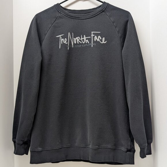 The North Face Graphic Injection Crew Sweatshirt in Black & Metallic Silver - Picture 1 of 14